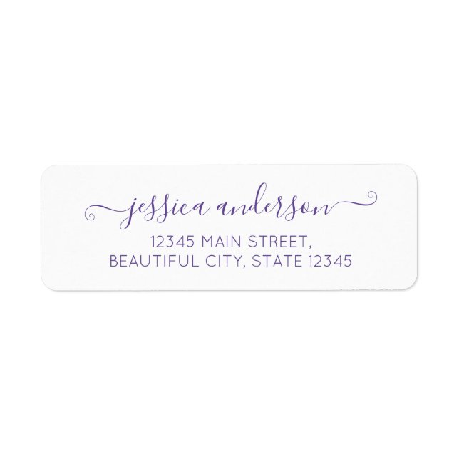 Elegant Modern Calligraphy Script Lila Violet Returadress Etikett (Framsidan)