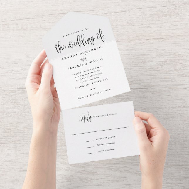 Elegant Modern Calligraphy Script Photo Bröllop (Tearaway)