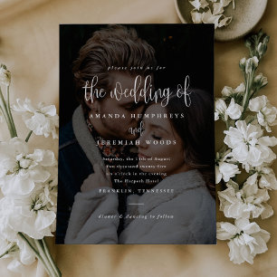 Elegant Modern Calligraphy Script Photo Bröllop Inbjudningar