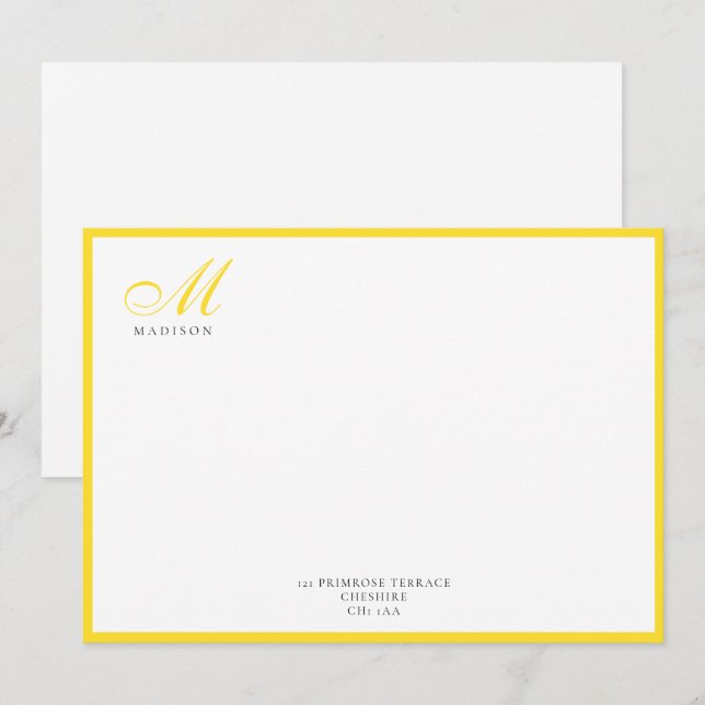 Elegant Modern Calligraphy Script Pineapple-Gult Anteckningskort (Fram/baksida)