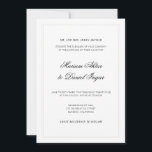 Elegant Modern Calligraphy Script White Bröllop Inbjudningar<br><div class="desc">Elegant, minimalistiskt annonskort för bröllopsinbjudan, i en modern enkel utformning, som visar namn i en snyggt med kalligrafi-skript, parad med traditionell ordalydelse för en chic, sofistikerad känsla i svart och vitt. Planerar man ett bröllop eller tittar man efter idéer? Utformningen är en perfekt för ett nyligen engagerat par som vill...</div>
