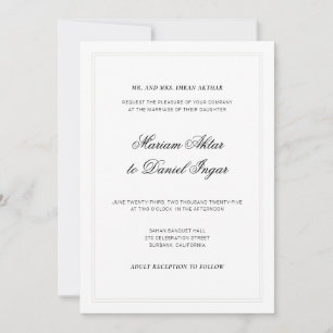 Elegant Modern Calligraphy Script White Bröllop Inbjudningar