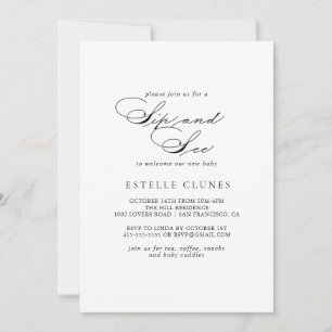 Elegant Modern Calligraphy Sip and See Inbjudningar