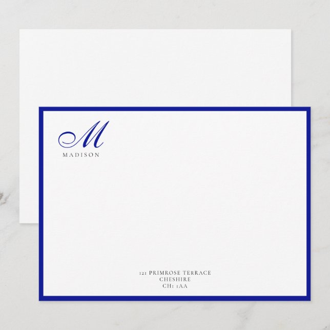 Elegant Modern Calligraphy-skript amiral Anteckningskort (Fram/baksida)