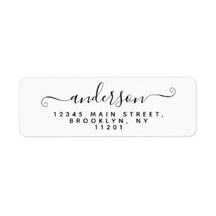 Elegant Modern Calligraphy-skript, efternamn Returadress Etikett