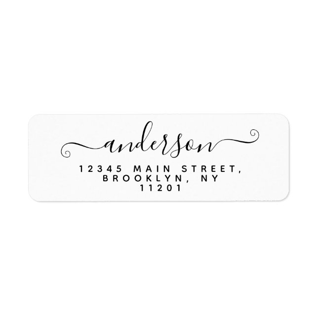 Elegant Modern Calligraphy-skript, efternamn Returadress Etikett (Framsidan)