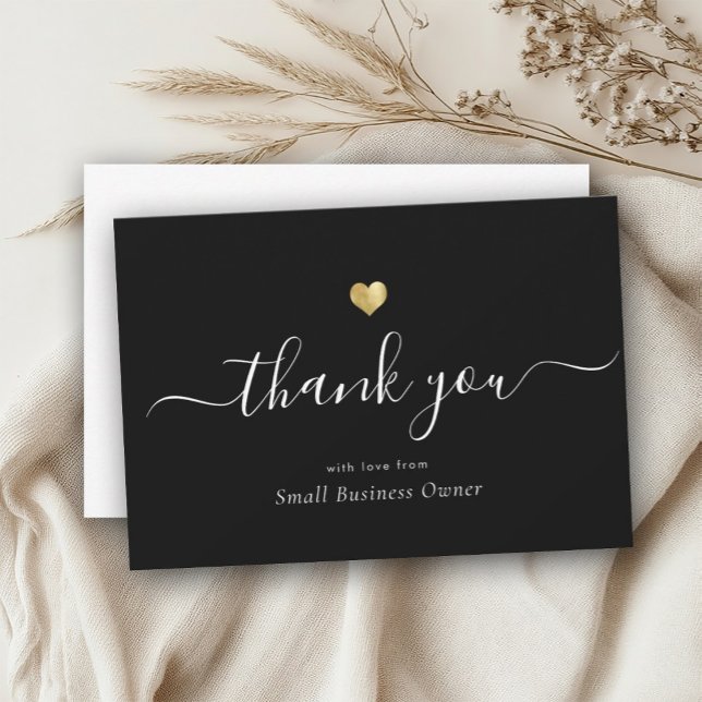 Elegant Modern Calligraphy-skript Guld Business Tack Kort (Skapare uppladdad)