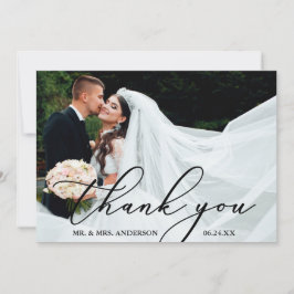 Elegant Modern Calligraphy Tack Bröllop Card Kort