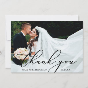 Elegant Modern Calligraphy Tack Bröllop Card Kort