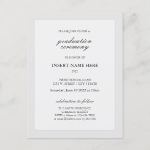 Elegant Modern Ceremony-inbjudan till Studenten Vykort