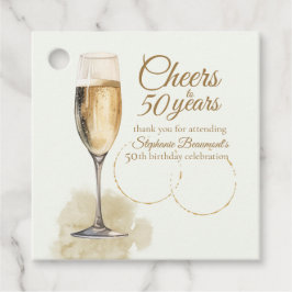 Elegant Modern Champagne Cheers 50th Birthday Gåvor Etiketter