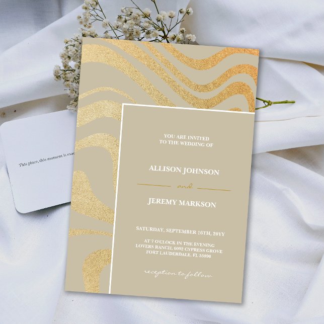 Elegant Modern Champagne Guld bröllopsinbjudan Inbjudningar (Elegant Modern Champagne Gold Wedding Invitation)