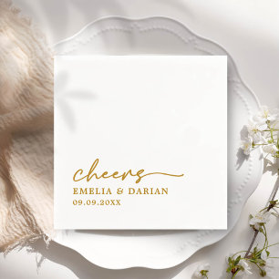 Elegant Modern Cheers skript Minimalist Bröllop Pappersservett