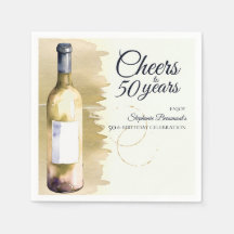 Elegant Modern Cheers White Vin 50:e födelsedagen