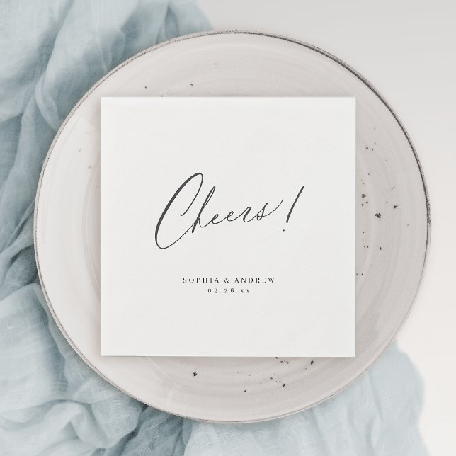 Elegant modern chests manus skriker minimalistisk  pappersservett (Elegant modern cheers script minimalist wedding napkins)