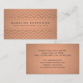 Elegant Modern Chevron Mönster Copper Faux Foil Visitkort