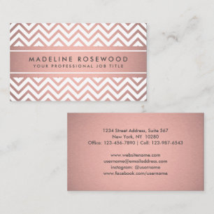 Elegant Modern Chevron Rosa ros Guld Faux Foil Visitkort