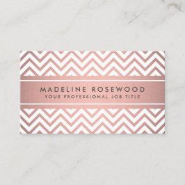 Elegant Modern Chevron Rosa ros Guld Faux Foil Visitkort