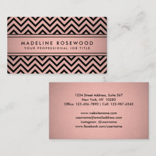 Elegant Modern Chevron Rosa ros Guld Faux Foil Visitkort
