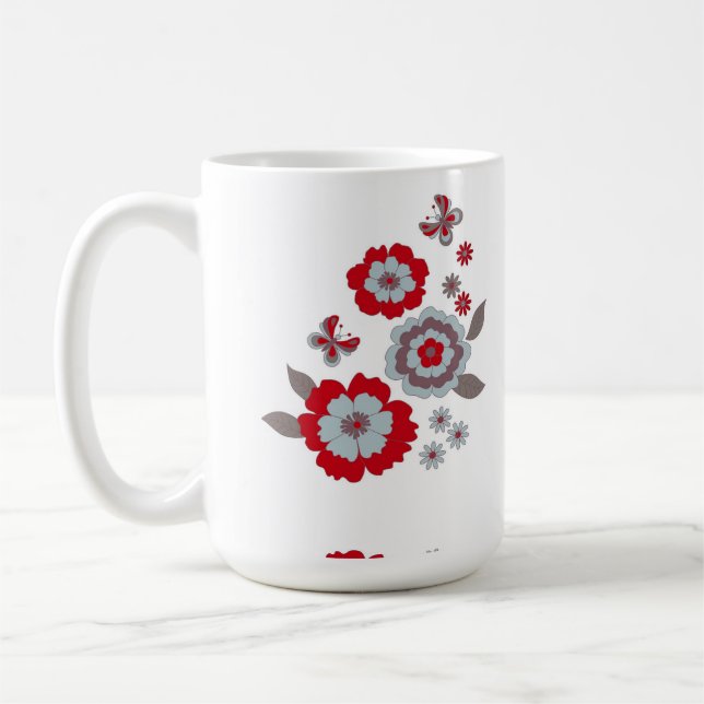 Elegant Modern Chic Blomma Klassisk Mugg (Vänster)