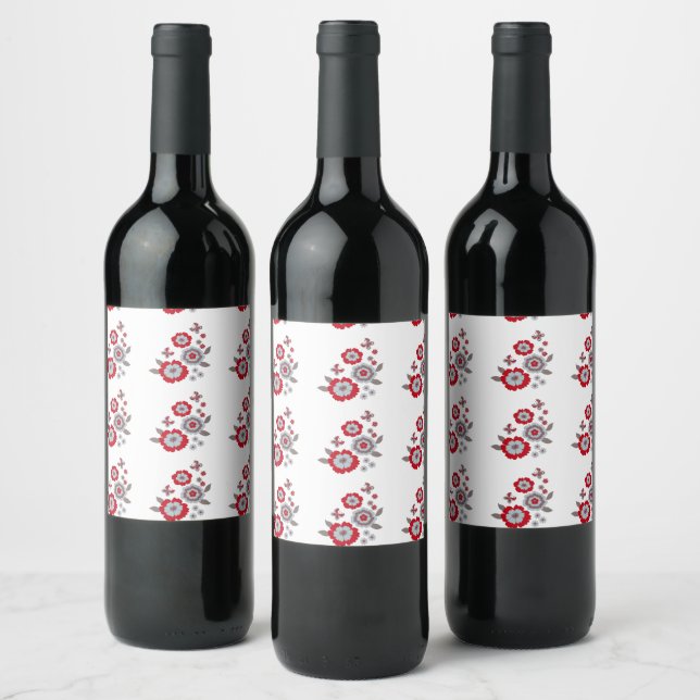 Elegant Modern Chic Blomma  Vinflaska Etikett (Flaskor)