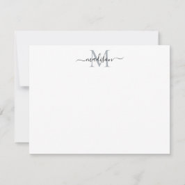 Elegant Modern Chic Feminin skrift Monogram Grått Anteckningskort