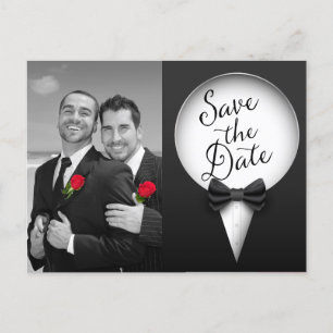 Elegant Modern Chic Gay Smoking Foto Spara Datum Meddelande Vykort