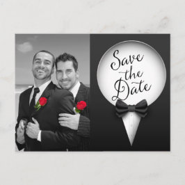 Elegant Modern Chic Gay Smoking Foto Spara Datum Meddelande Vykort