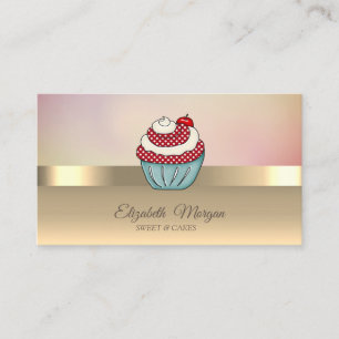 Elegant Modern Chic Guld Cupcake Körsbär Visitkort