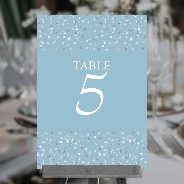 Elegant Modern Chic Kärlek Hjärtan Konfetti  Bordsnummer (Elegant Modern Chic Love Hearts Confetti Table Number)