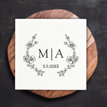 elegant modern chic monogram botaniskt bröllop