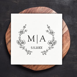 elegant modern chic monogram botaniskt bröllop pappersservett