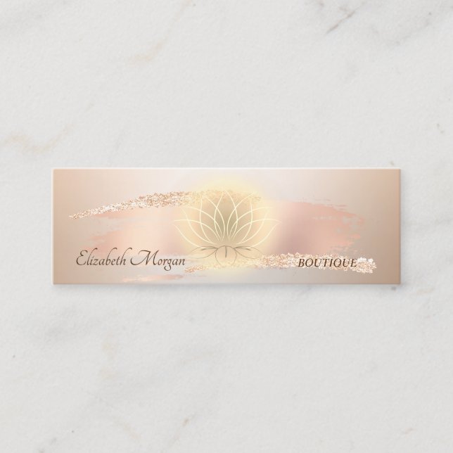 Elegant Modern, Chic Roséguld Penseldrag Lotus Mini Visitkort (Framsida)