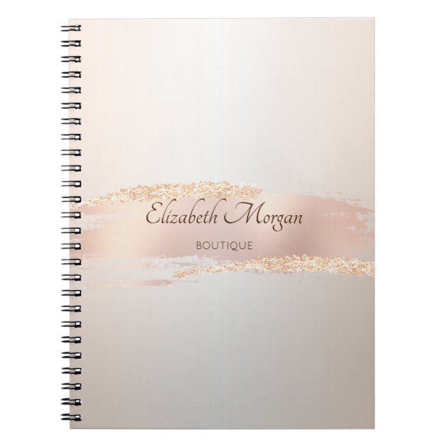 Elegant Modern, Chic Rosguld Penseldrag Anteckningsbok (Framsidan)