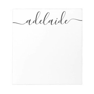 Elegant Modern Chic Script Black White Monogram Anteckningsblock