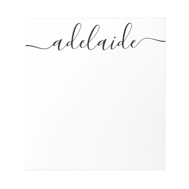 Elegant Modern Chic Script Black White Monogram Anteckningsblock (Framsida)