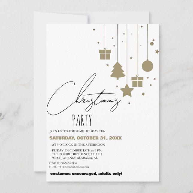 Elegant modern chic script julfest inbjudningar (Framsida)