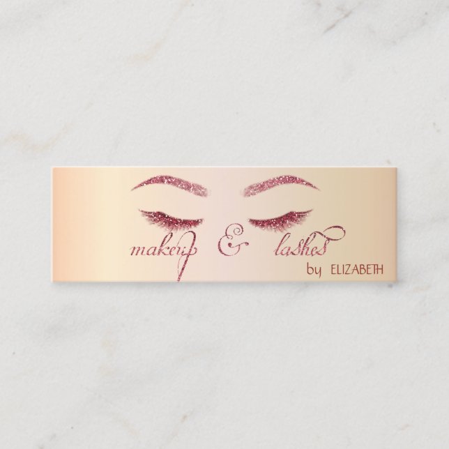Elegant Modern Chic Shiny, Glitter Lash, Makeup Mini Visitkort (Framsida)