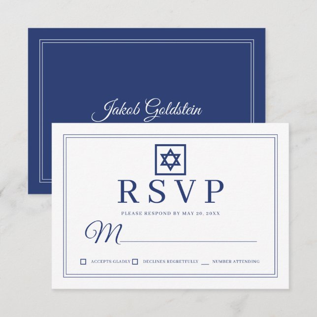 Elegant Modern Chic Simple Classic Pub Mitzvah OSA Kort (Fram/baksida)