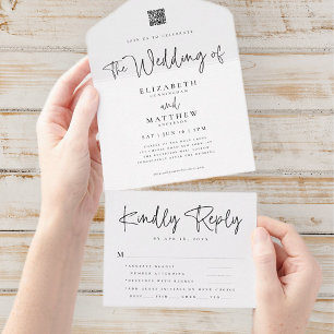 Elegant Modern Chic Simple QR Meal Option Bröllop