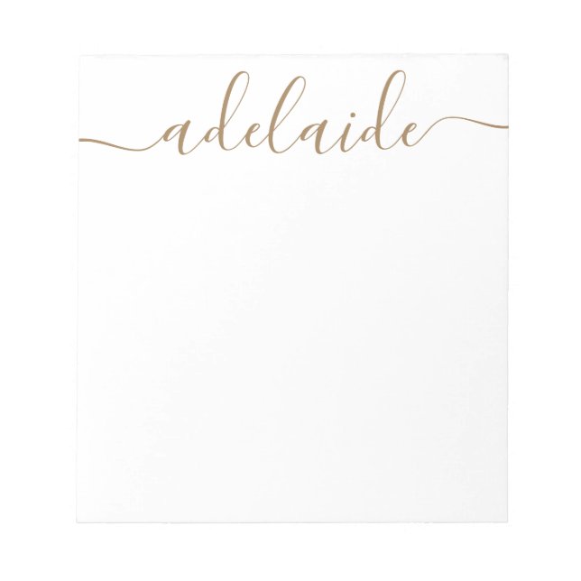 Elegant Modern Chic-skript Guld White Monogram Anteckningsblock (Framsida)