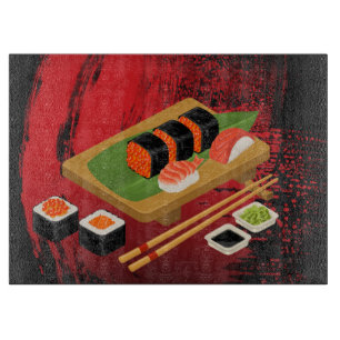 Elegant modern chic svart och röd sushi