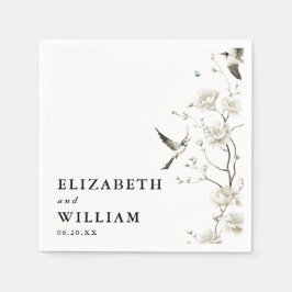 Elegant Modern Chinoiserie Blommig Trädgård Bröllo Pappersservett