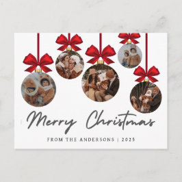 Elegant Modern Christmas Family 5 Ornament Photo Helg Vykort