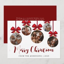 Elegant Modern Christmas Family 5 Ornament Photo Julkort