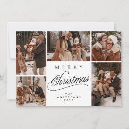 Elegant Modern Christmas Family 5 Photo  Julkort