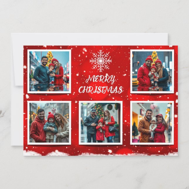 Elegant Modern Christmas Family Photo Design Julkort (Framsida)