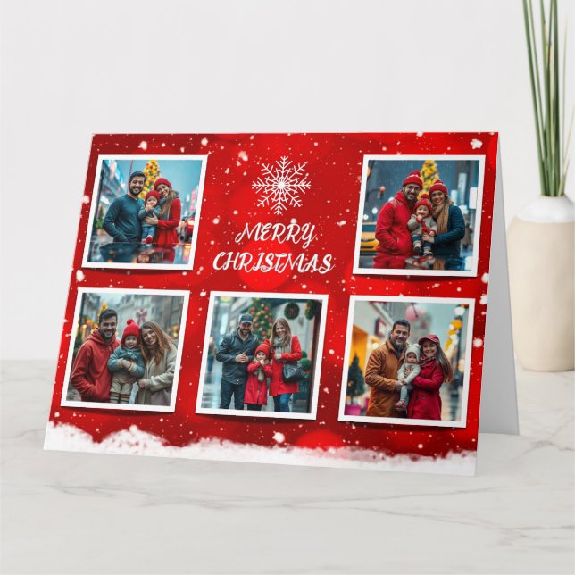 Elegant Modern Christmas Family Photo Design Kort (Framsida)