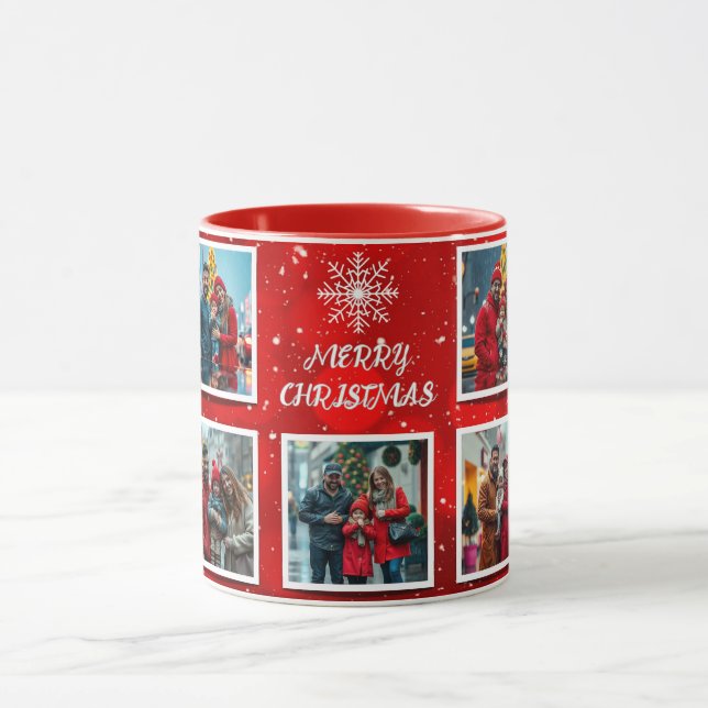 Elegant Modern Christmas Family Photo Design Mugg (Center)