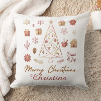 Elegant Modern Christmas Gold & Red Minimal Design Kudde